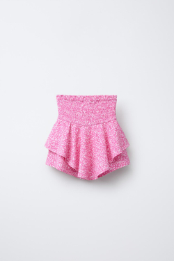 ZARA ЮБКА-ШОРТЫ С ЦВЕТОЧНЫМ ПРИНТОМ, РОЗОВЫЙ