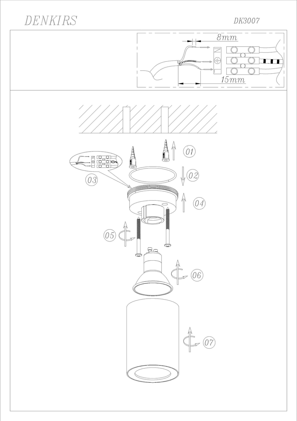 DK3007-BK Накладной светильник влагозащ., IP 44, 15 Вт, GU10, черный, алюминий