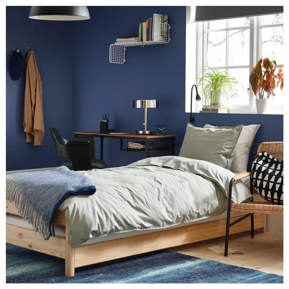 Складная кровать с 2 матрасами - IKEA UTÅKER/UTAKER, 200х80 см, матрас жесткий, сосна, УТОКЕР ИКЕА