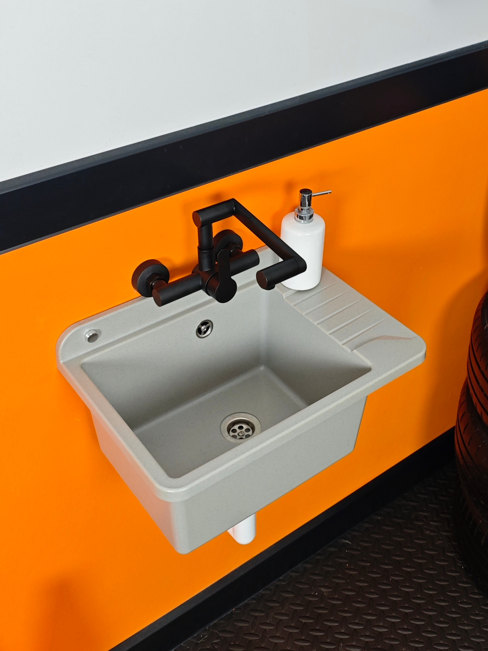 Пластиковая техническая раковина COMPACT GREY