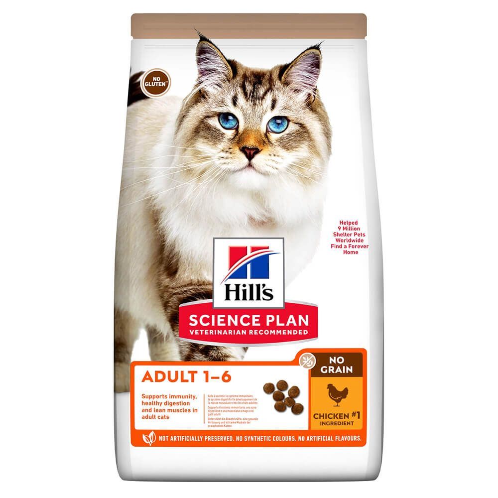 Сухой корм Hill's Science Plan Adult Cat No Grain для кошек с курицей и картофелем, беззерновой, пакет 1,5кг