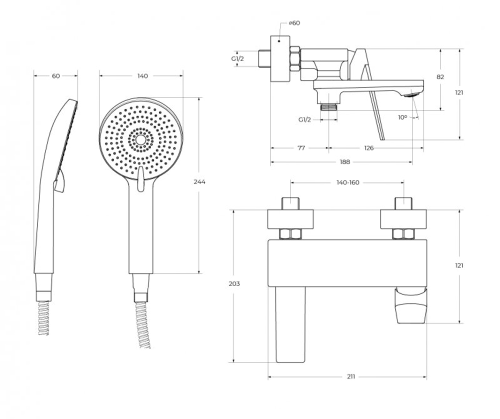 Комплект смесителей для ванной комнаты CEZARES COMFORT-VD/LS-01