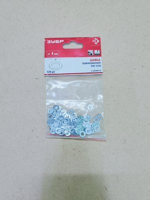 Шайба ЗУБР DIN125A оцинк 4мм ТФ6, 120шт