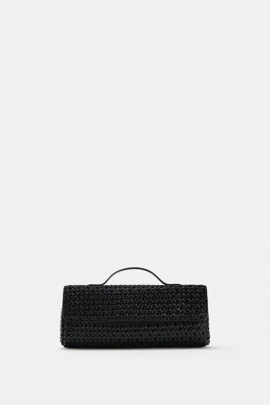ZARA ПЛЕТЕНЫЙ КЛАТЧ, ЧЕРНЫЙ