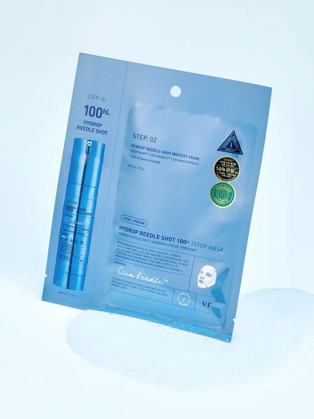 VT Cosmetics Двухступенчатая тканевая маска с микроиглами для сияния и гладкости кожи Hydrop Reedle Shot 100hL 2Step Mask 1.5+33 гр