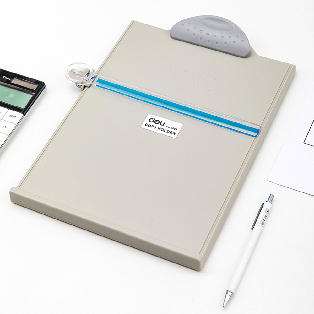 Папка-планшет DELI А4, пластиковая, с подставкой, серая