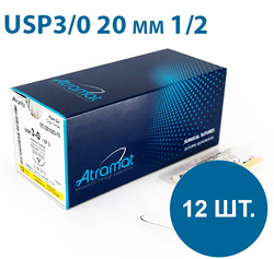 Нить рассасывающаяся КЕТГУТ Atramat 75см, игла обратно-режущая