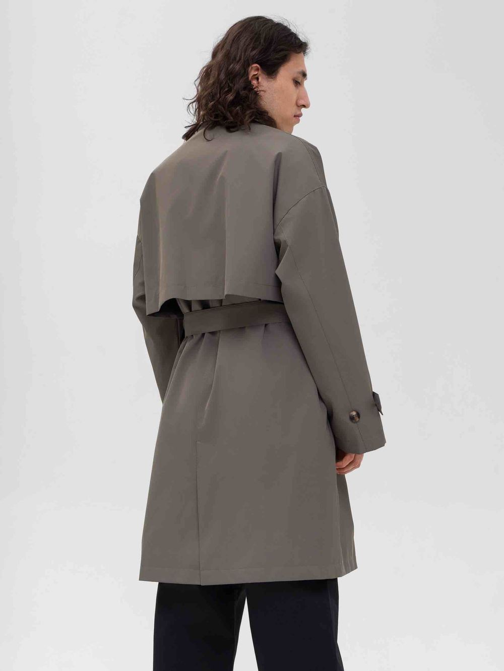 Плащ FOS Средней длины Мужской Зеленый