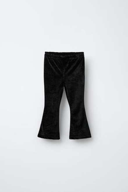 ZARA БАРХАТНЫЕ БРЮКИ FLARE, ЧЕРНЫЙ
