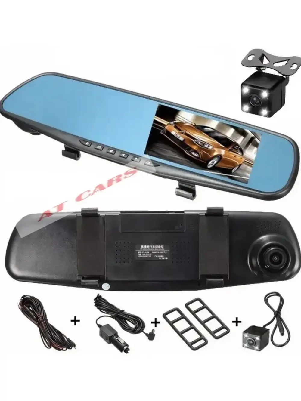 Автомобильный видеорегистратор с камерой заднего вида / зеркало регистратор в авто / мини камера