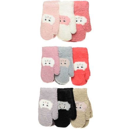 Варежки детские пушистые (Пингвин)