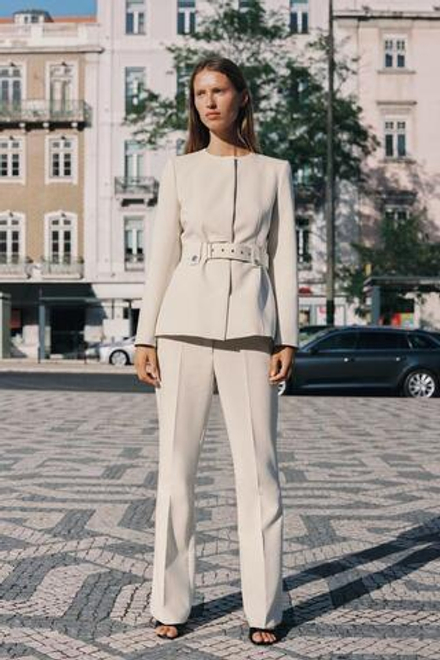 ZARA БРЮКИ FLARED, ЦВЕТ СЛОНОВОЙ КОСТИ