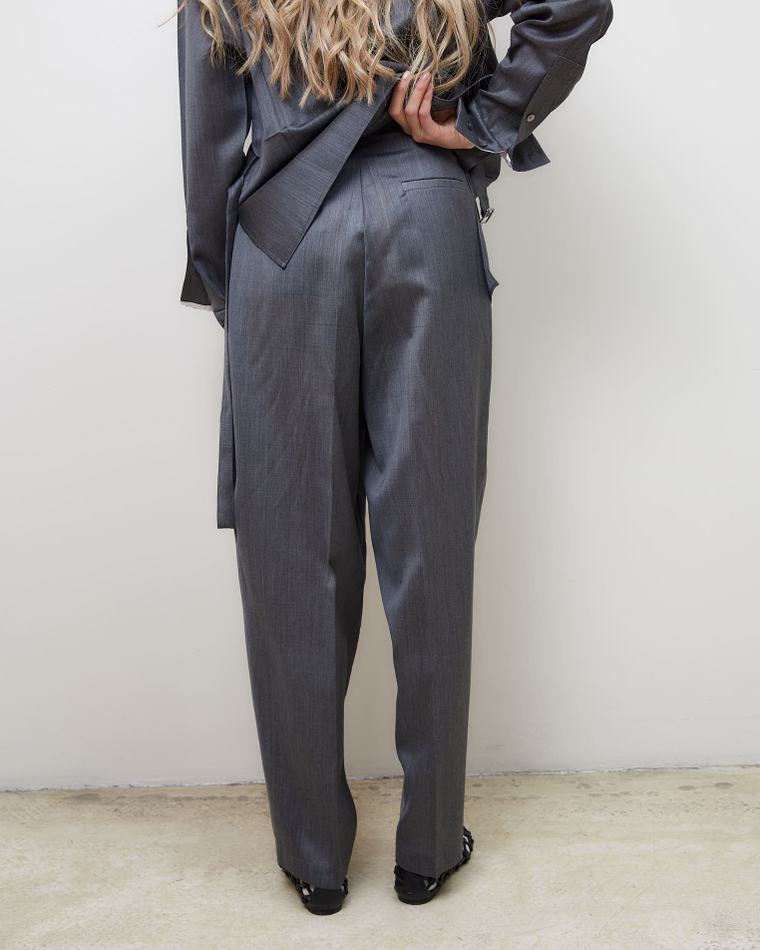 Брюки из шерсти и шелка Диор серый