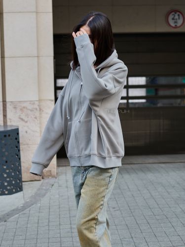 Худи на молнии в темно-сером цвете