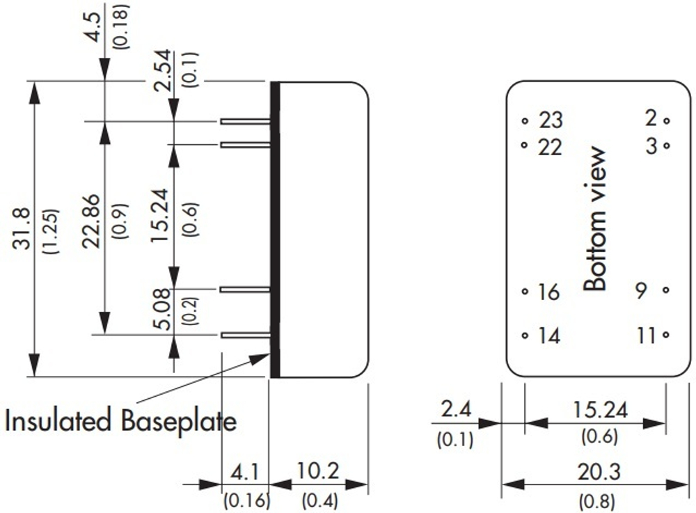Преобразователь DC-DC модульный TRACO POWER TEN 5-2423WI