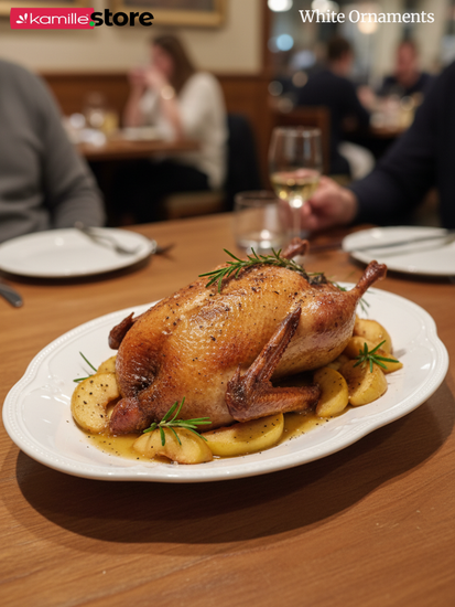 Блюдо овальное 36х25 см. фарфоровое, "White Ornaments"