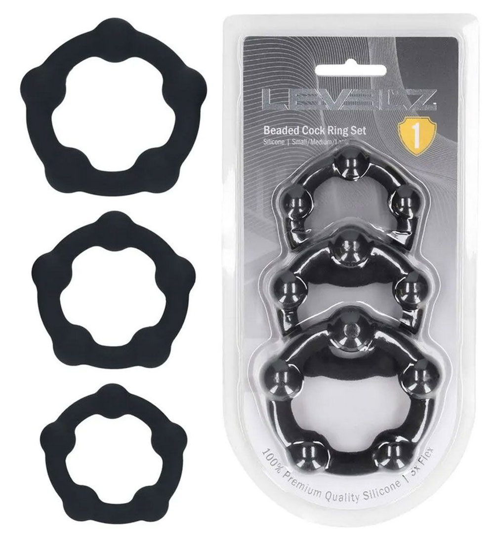 Эрекционные кольца Levelz Beaded Silicone Cockring Set, силикон