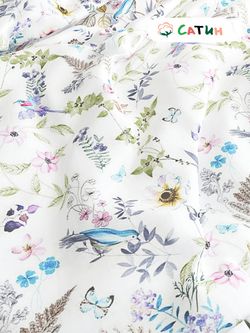 Постельное белье Milky Garden "Каролина (сатин)" семейное  Наволочка 50х70 см 2 шт  Простынь на резинке 160х200 см  Пододеяльник 145х215 см(2шт)