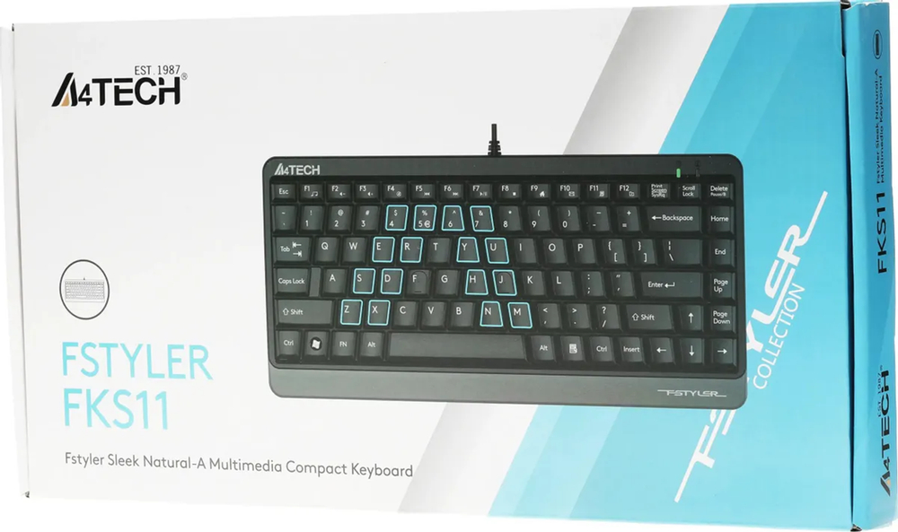 Клавиатура A4Tech Fstyler FKS11 проводная, USB, черный/серый