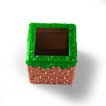 Подставка для карандашей "Minecraft" Майнкрафт в виде травяного блока, 3D печать, 8х7.5х7.5см, медно-зеленый