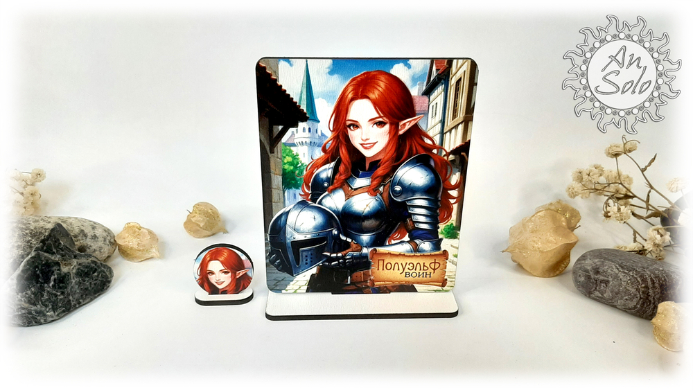 Женский аватар Полуэльф Воин для настольных игр, ДНД