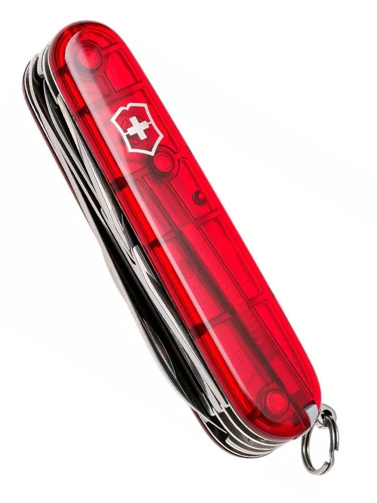 Нож перочинный VICTORINOX Huntsman, 91 мм, 15 функций, полупрозрачный красный