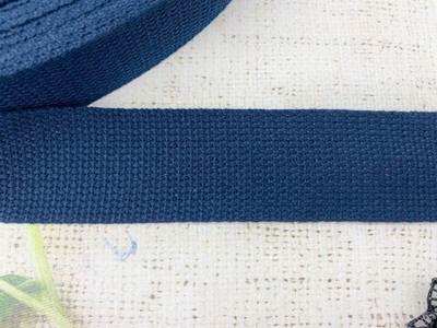 Лента ременная стропа хлопок, 49% х/б, 28% п/э, 23% пп, 24,2 гр/м, ш. 3,8 см, тёмно-синий