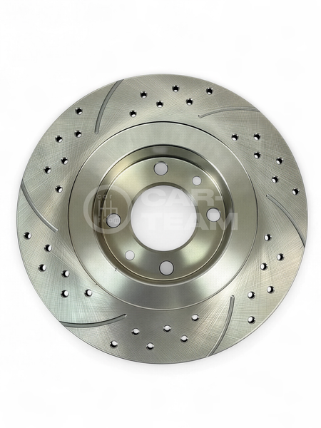 Тормозные диски “Car-Team" Pro Sport R14 задние с насечками и перфорацией на Лада Веста 4*100 разболтовка