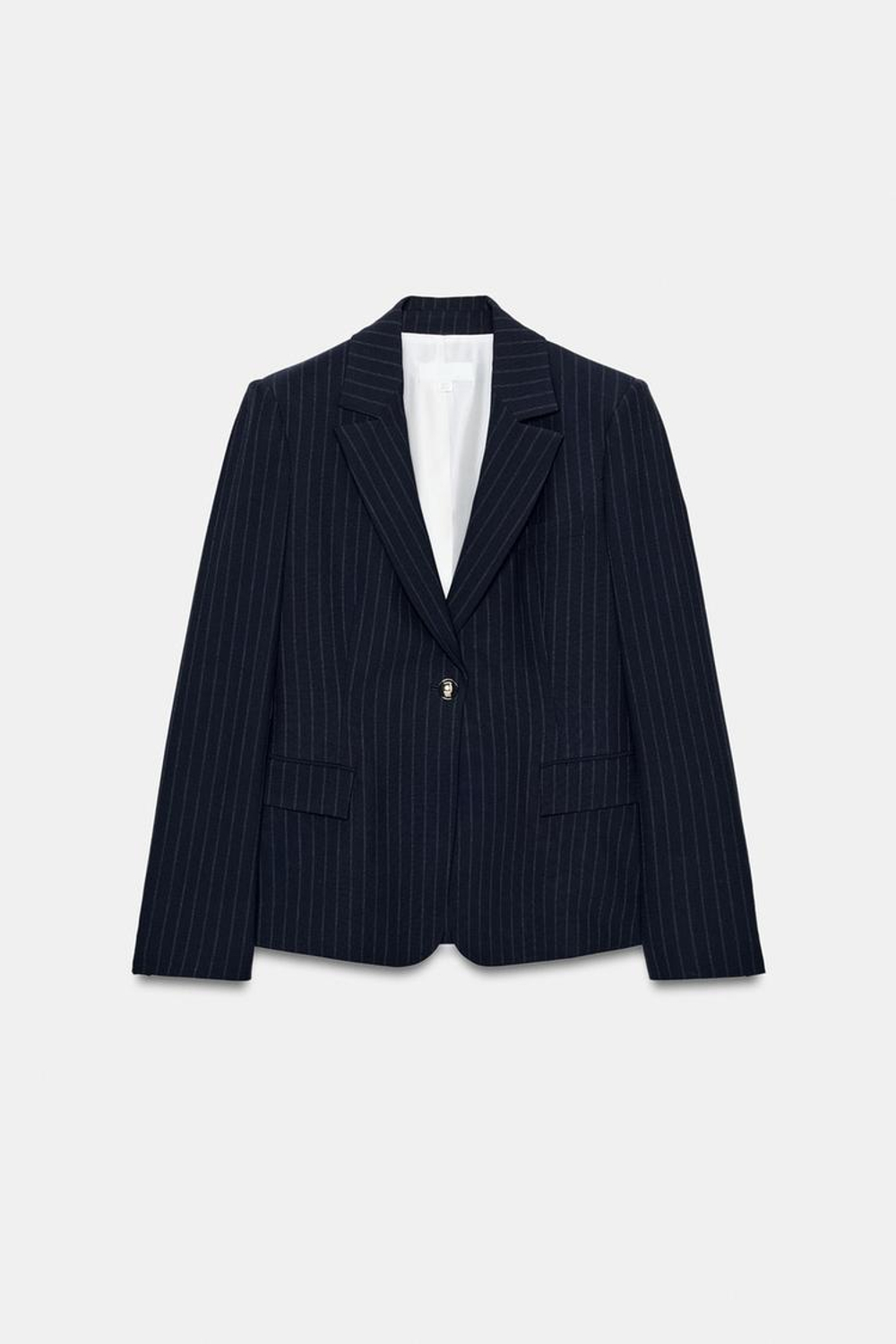 ZARA БЛЕЙЗЕР В ТОНКУЮ ПОЛОСКУ, МОРСКОЙ СИНИЙ