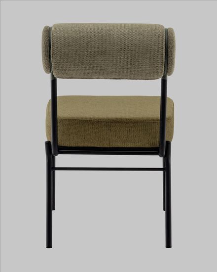 Стул обеденный Ponpoun зелёная ткань, ножки черная сталь