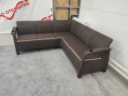 Угловой диван Yalta Corner Set под ротанг для лаунж зоны  с подушками на сиденье