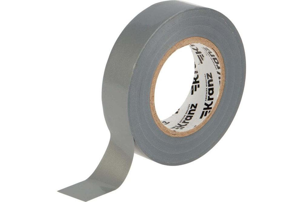 Изолента ПВХ KRANZ 0,13х19 мм, 25 м, серая KR-09-2208
