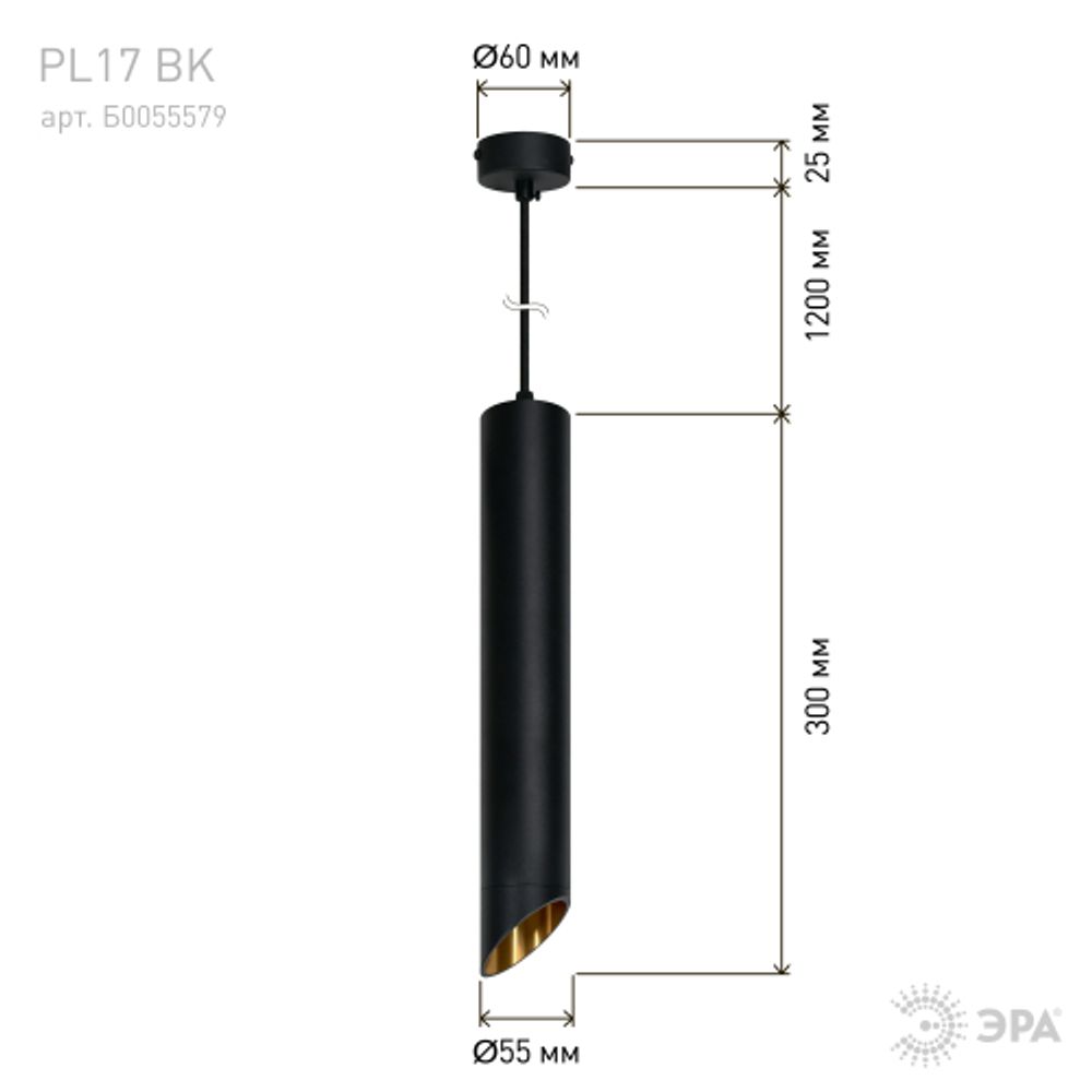 Светильник подвесной ЭРА PL 17 BK под лампу MR16 GU10 черный