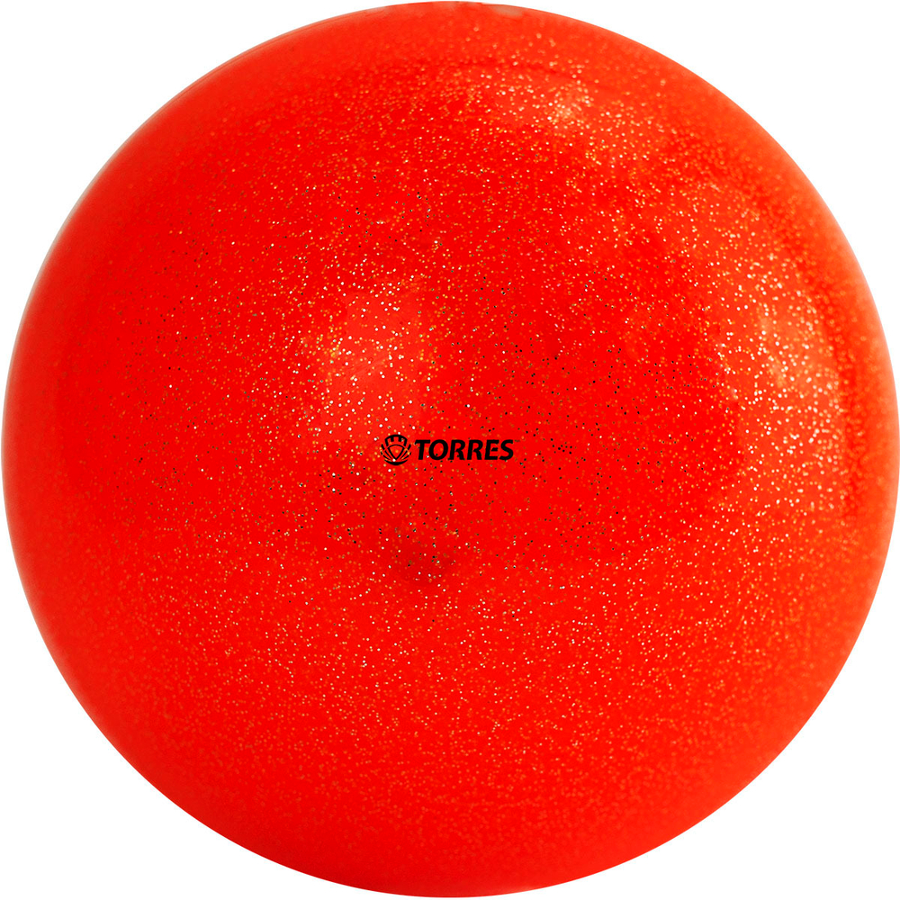 Мяч для художественной гимнастики TORRES AGP-19-06, диаметр 19см., оранжевый с блестками