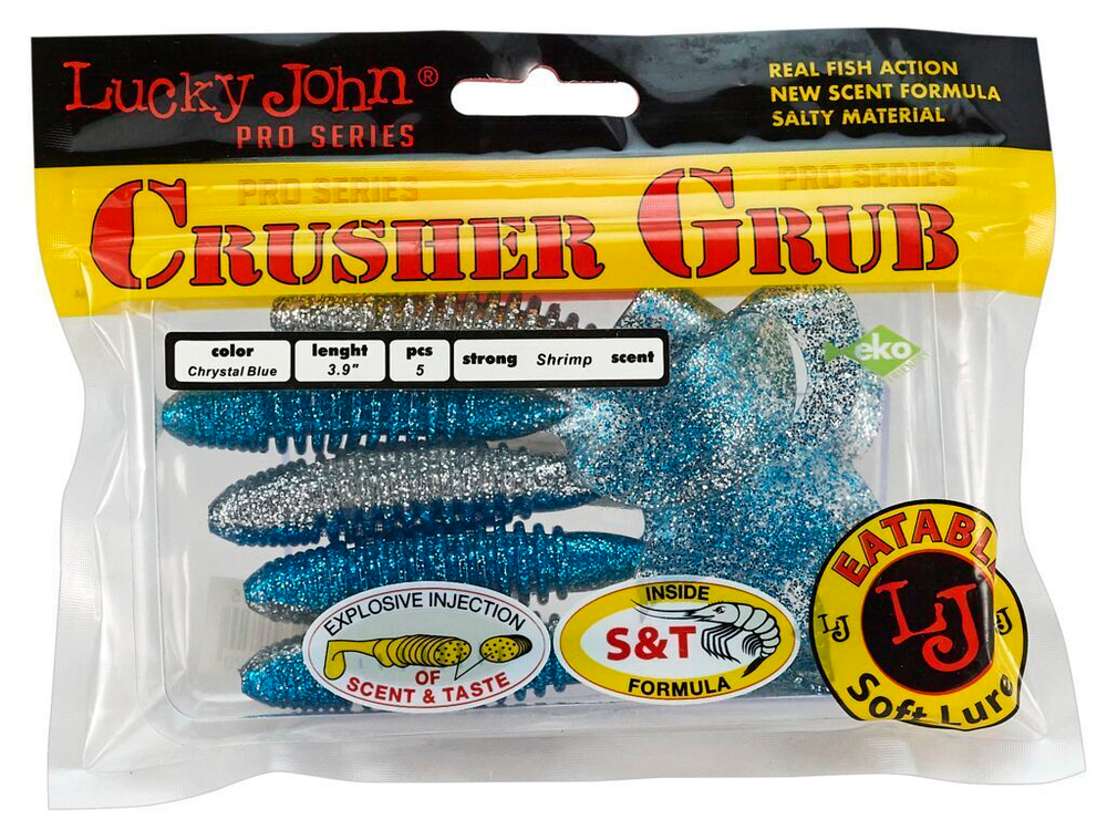 Твистеры съедобные LJ Pro Series Crusher Grub 3.9 in (99 мм), цвет T05, 5 шт