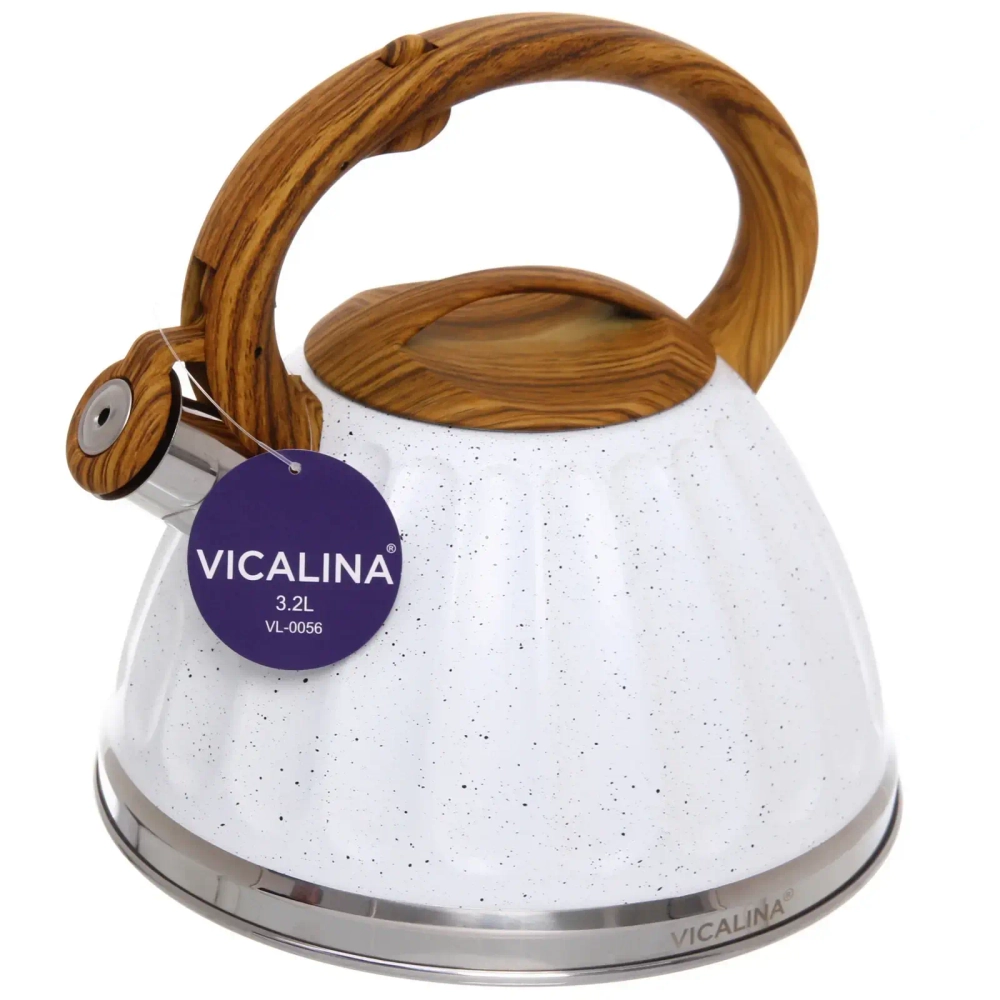 Чайник из нержавеющей стали 3,2л «Vicalina» Бисквит белый VL-0056