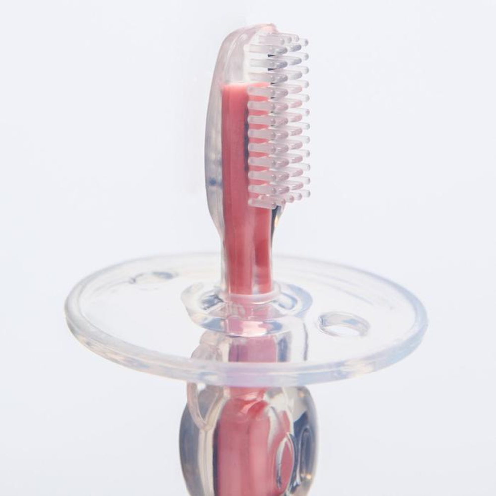 6853748 Силиконовая зубная щеточка-массажер "Первые зубки" (розовый)