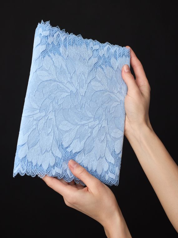 03-77 ОПТ Кружево эластичное 24 см, голубой 3090