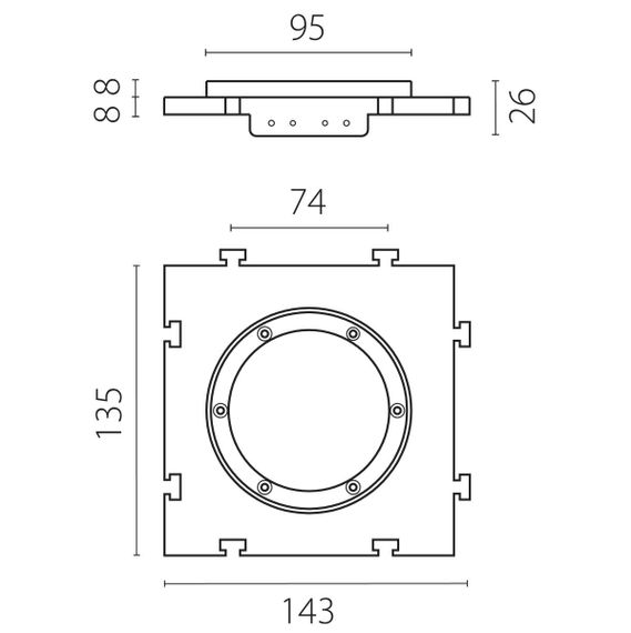 Рамка скрытого монтажа (суппорт д/натяжного потолка) д/встраиваемых светильников с наружным диаметром 80-90мм Anello Lightstar 012000