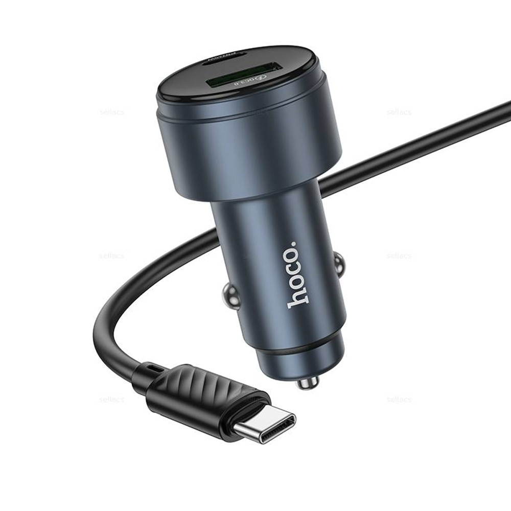 Автомобильное зарядное устройство для Type-C Hoco Z57B PD45W+QC3.0 (metal grey)