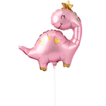 Шар Фольгированный Динозаврик в короне (Розовый)