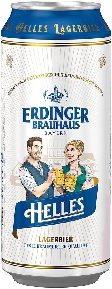 Пиво Эрдингер Хеллес / Erdinger Helles 0.5 - банка