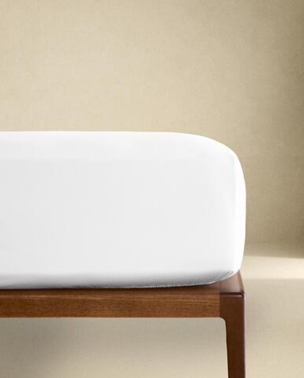 Zara Home - Простыня с резинкой из плотного атласа (вес 300 нитей), белый, 180х200х40 см