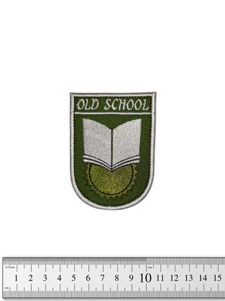 Шеврон Олд скул (Old School) вышивка. Олива (светлый)