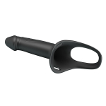 Черный мужской страпон 24,9см на эластичных ремешках с кольцом под мошонку Pretty Love Harness Briefs London Black BW-022108