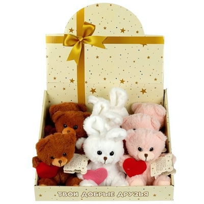 Мишки и зайцы с сердцем 3 вида, б/чипа M80306-13BNS-D (Мульти-пульти)