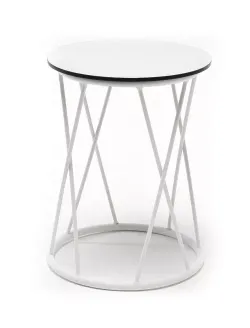 "Колумбия" журнальный стол из HPL круглый Ø40 H55, каркас из алюминия белый, цвет столешницы "молочный"