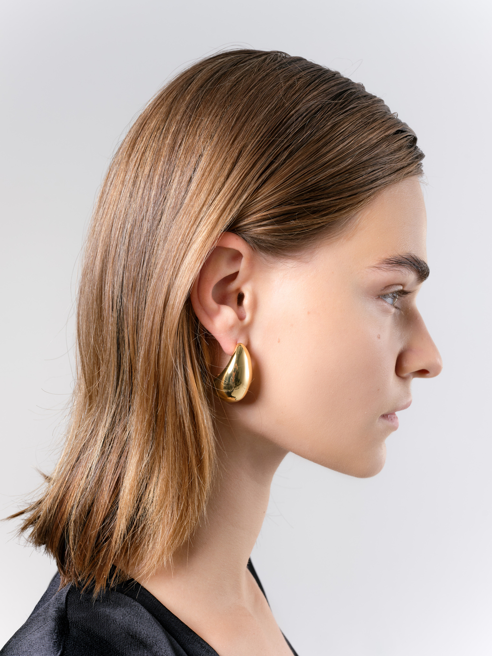 Серьги гладкий металл капля, золото