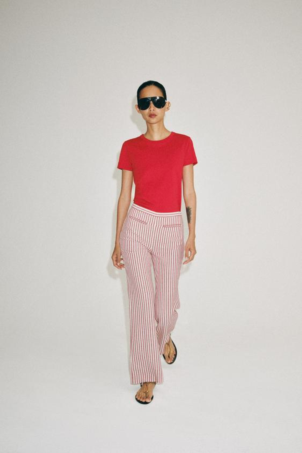 ZARA БРЮКИ В ПОЛОСКУ — ZW COLLECTION, КРАСНЫЙ/БЕЛЫЙ