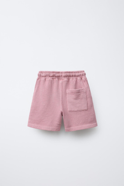 ZARA ШОРТЫ ИЗ МЯГКОЙ ТКАНИ С НАШИВКОЙ, РОЗОВЫЙ